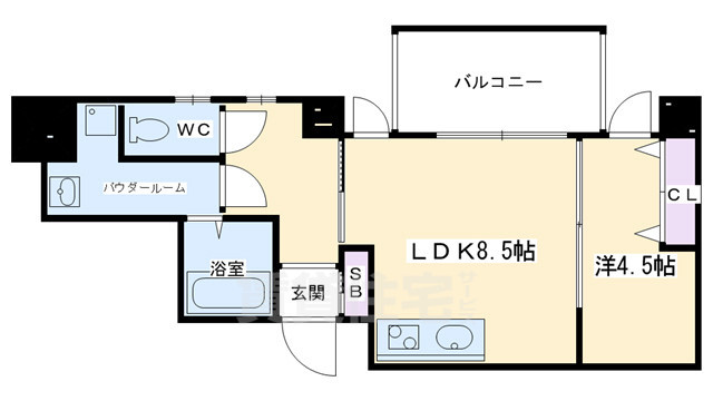 京都市下京区中堂寺前田町のマンションの間取り