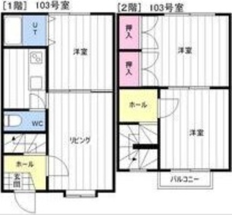 札幌市白石区北郷四条のアパートの間取り