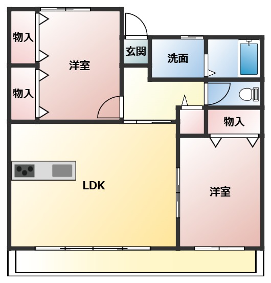 丸亀市郡家町のマンションの間取り