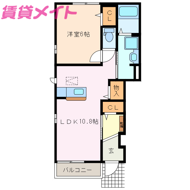 松阪市塚本町のアパートの間取り