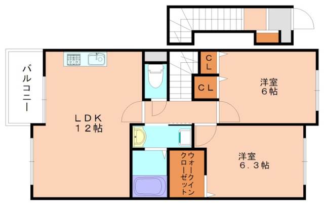 宗像市赤間のアパートの間取り