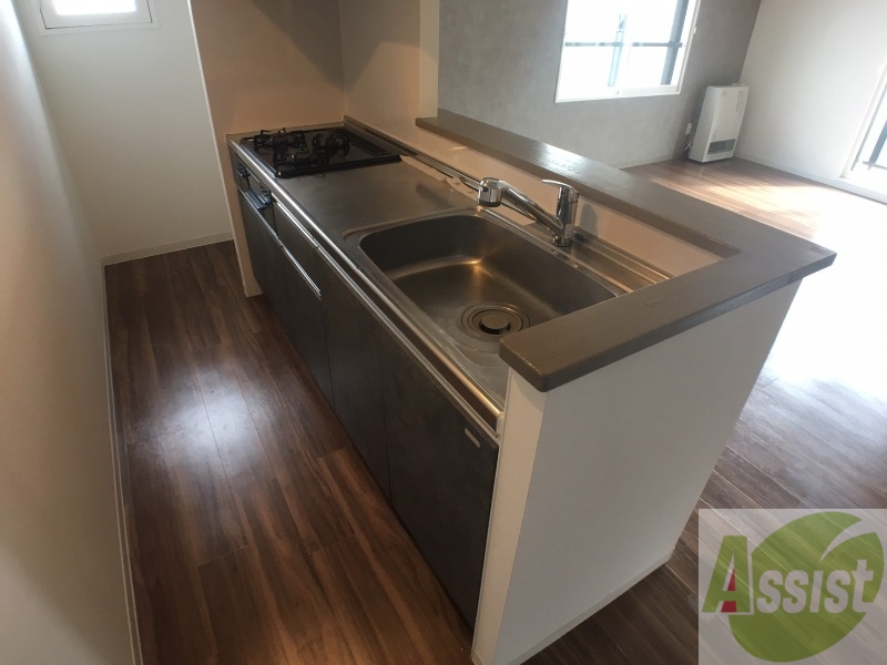 キッチン　キッチンはシックなデザインでした。洗い場も大きい。