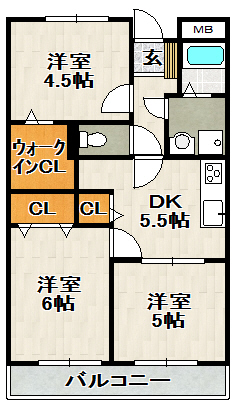 エーヴィヒ畠中Iの間取り写真