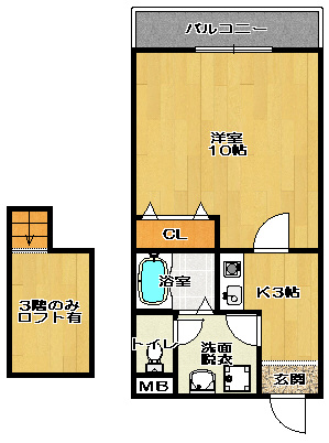 東大阪市池之端町のマンションの間取り