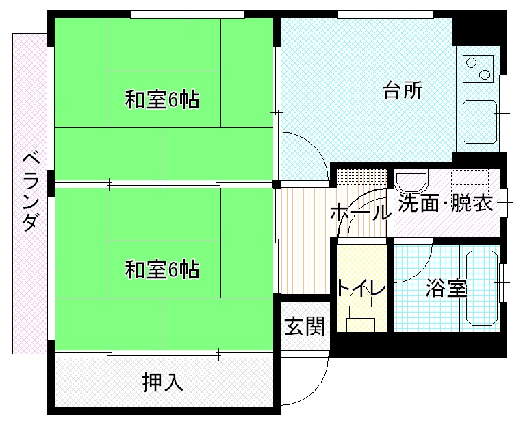 東広島市八本松町飯田のマンションの間取り