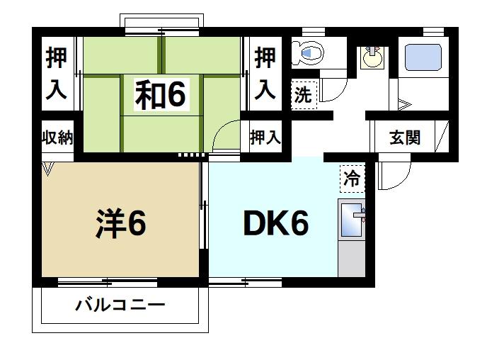 天理市田町のアパートの間取り