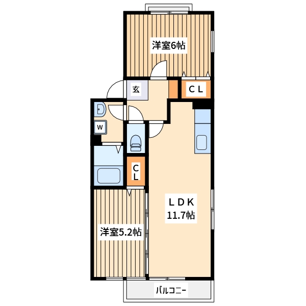 八王子市館町のアパートの間取り