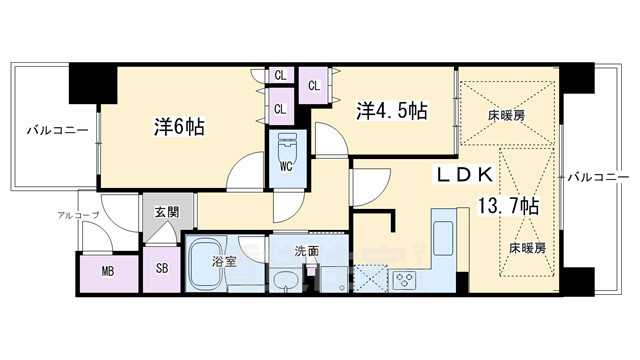 ザ・京都レジデンス四条河原町の間取り