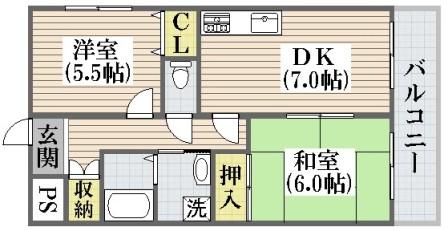 大阪市平野区加美西のマンションの間取り