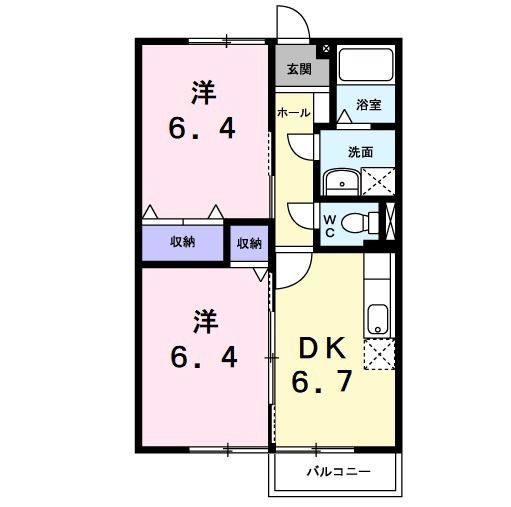 鹿嶋市旭ケ丘のアパートの間取り