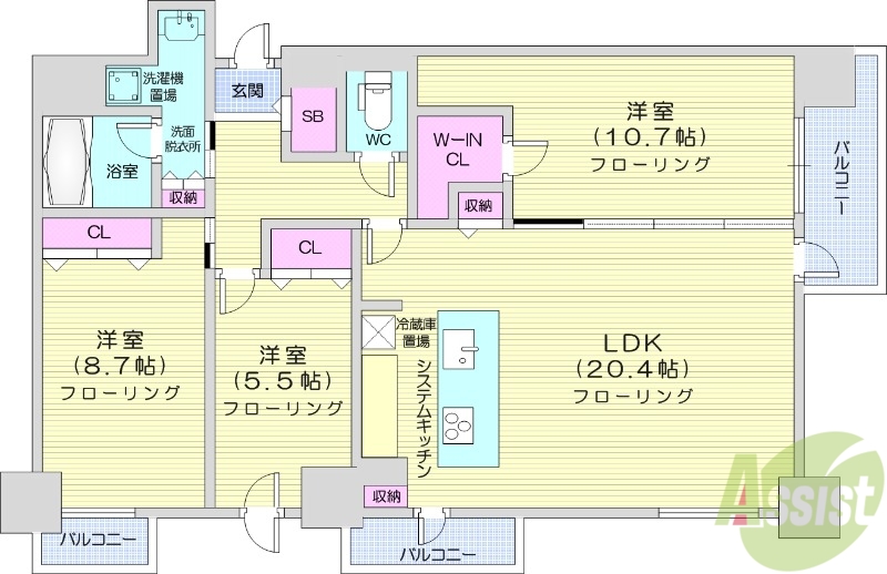 マストライフ南4条の間取り