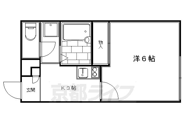 京都市左京区岩倉中大鷺町のアパートの間取り