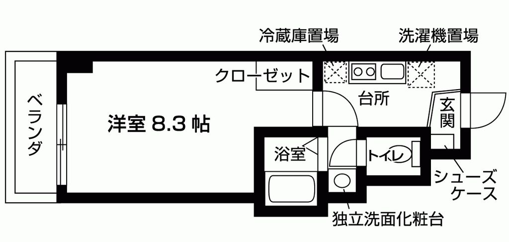 京都市左京区岩倉幡枝町のマンションの間取り