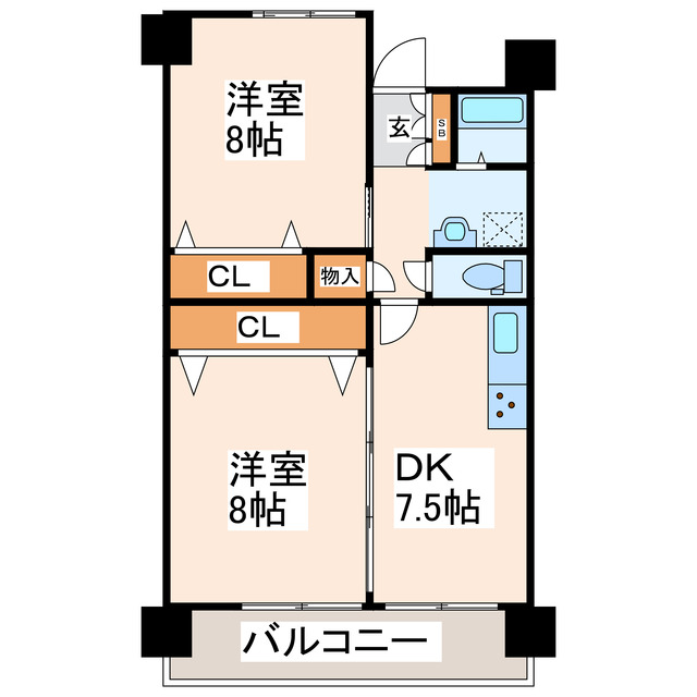 熊本市中央区上水前寺のマンションの間取り