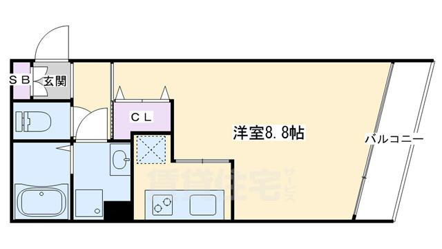 京都市左京区北白川久保田町のマンションの間取り