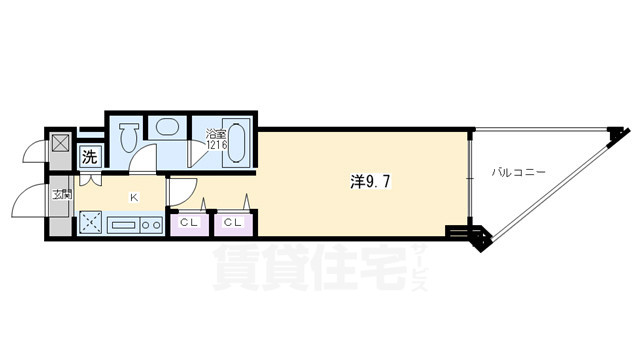 京都市南区東九条河辺町のマンションの間取り