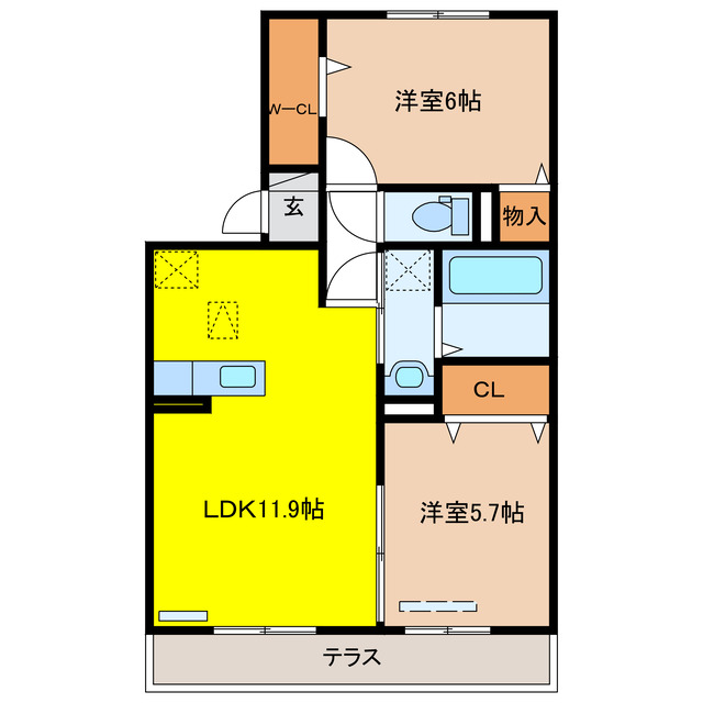 関市下有知のアパートの間取り