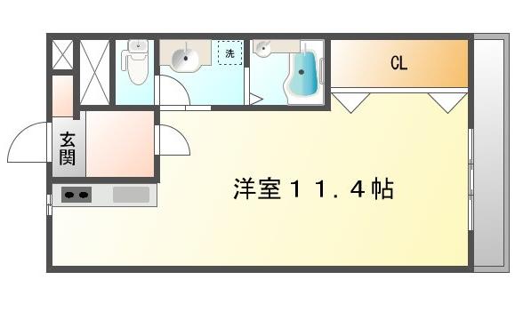 岡山市北区清輝橋のマンションの間取り