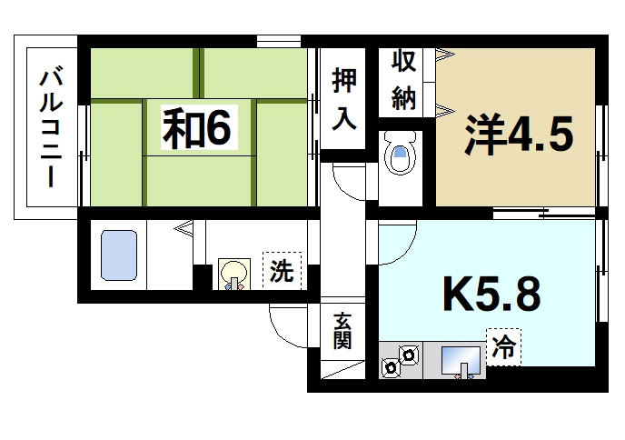 相楽郡精華町桜が丘のアパートの間取り