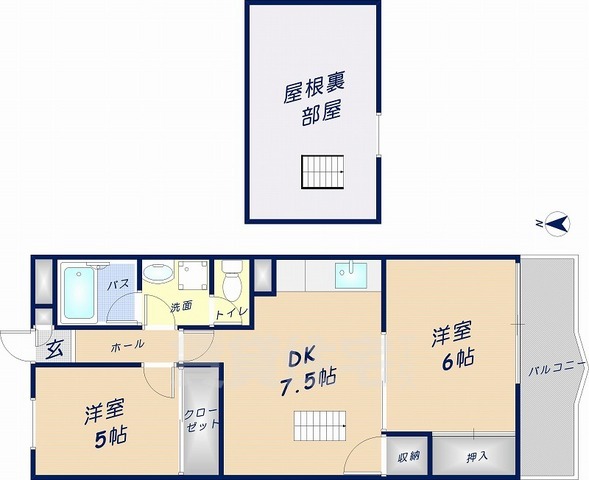 東大阪市池之端町のマンションの間取り