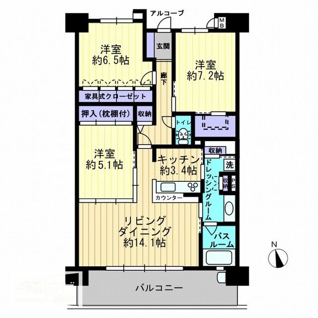 高松市室新町のマンションの間取り