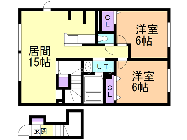 札幌市白石区川下一条のアパートの間取り