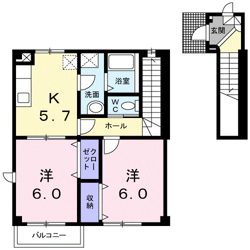 富山市八尾町黒田のアパートの間取り