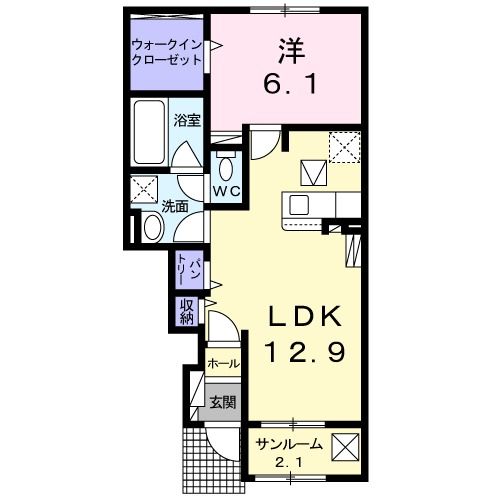 岐阜県可児市下恵土（アパート）の賃貸物件の間取り