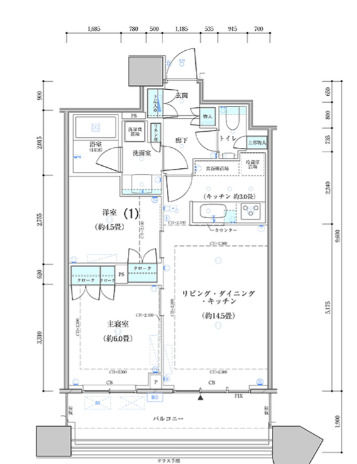 中央区勝どきのマンションの間取り