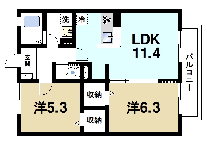 近鉄奈良線 富雄駅 徒歩7分 2階建 築16年の間取り写真