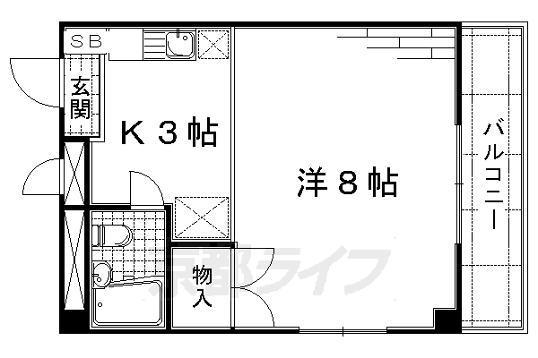 近鉄京都線 竹田駅 徒歩6分 3階建 築37年の間取り写真