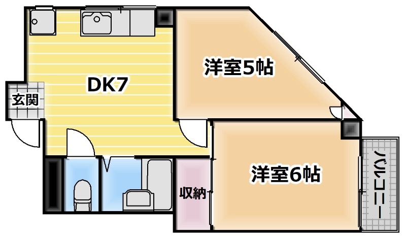 ＪＲ総武線快速 錦糸町駅 徒歩5分 8階建 築47年の間取り写真