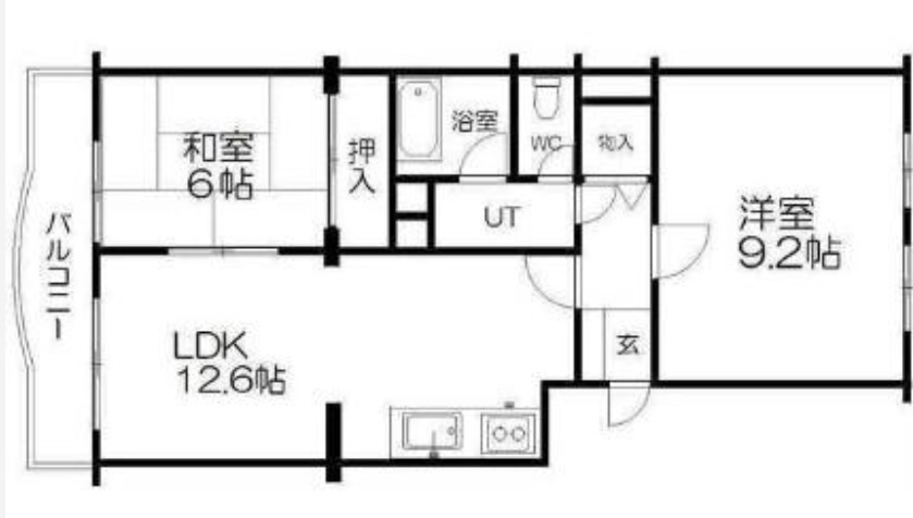札幌市中央区南二十六条西のマンションの間取り