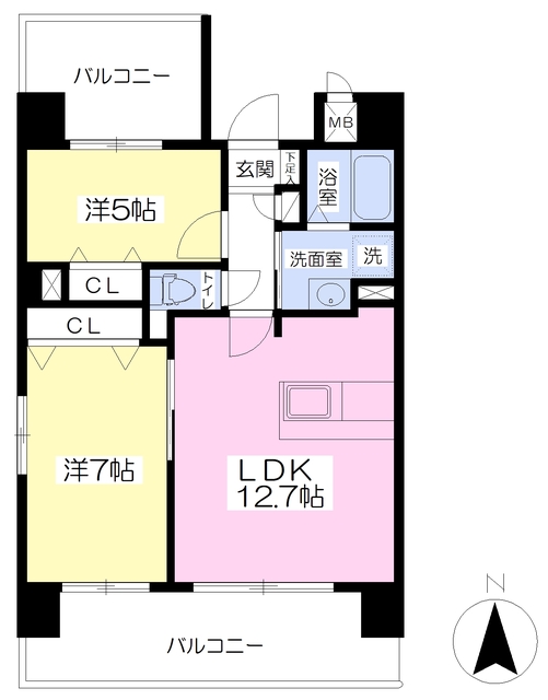 松山市保免中のマンションの間取り