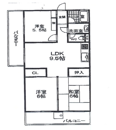 姫路市新在家中の町のマンションの間取り