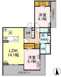 倉敷市日吉町のアパートの間取り