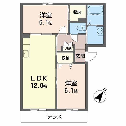 福知山市篠尾新町のマンションの間取り