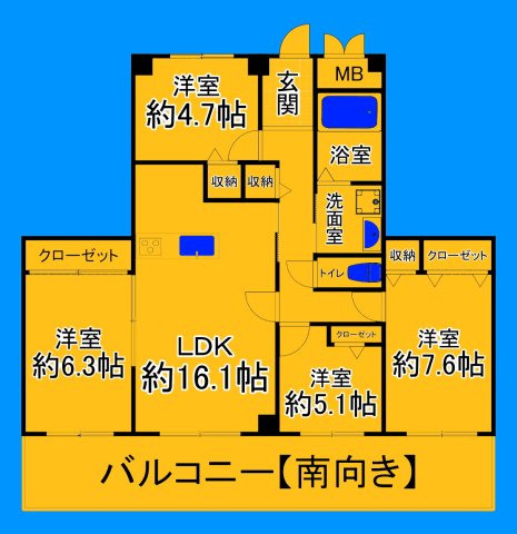 堺市堺区田出井町のマンションの間取り