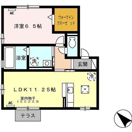 鈴鹿市中旭が丘のアパートの間取り