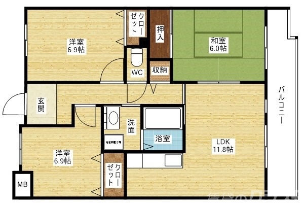 大阪市西淀川区千舟のマンションの間取り