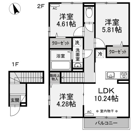 前橋市下大島町のアパートの間取り