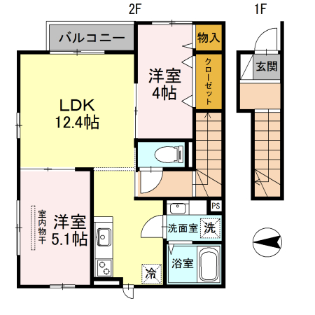 伊丹市御願塚のアパートの間取り