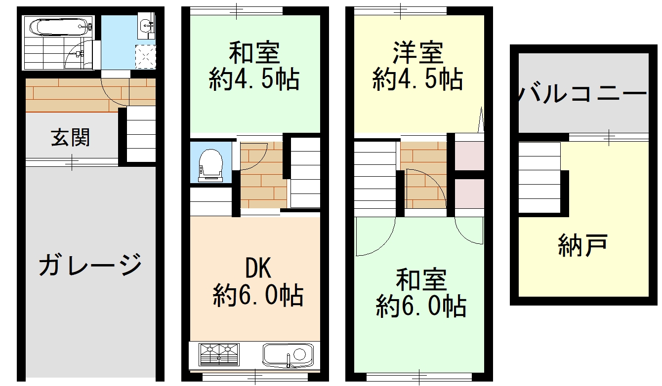 【南寺方北通2丁目貸家の間取り】