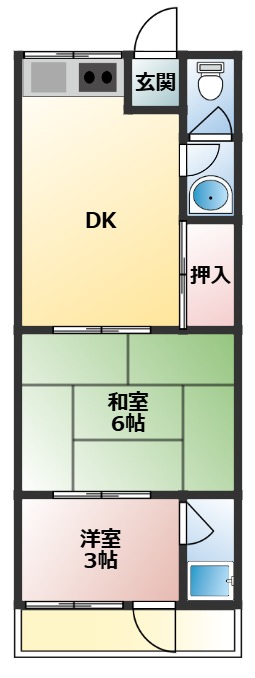 善通寺市金蔵寺町のアパートの間取り