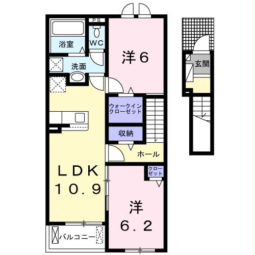 上益城郡益城町大字福富のアパートの間取り