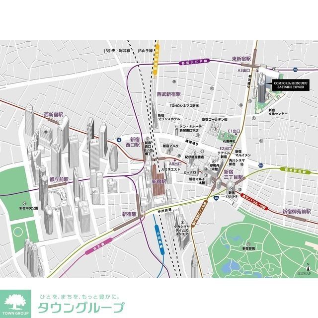 【コンフォリア新宿イーストサイドタワーの建物外観】