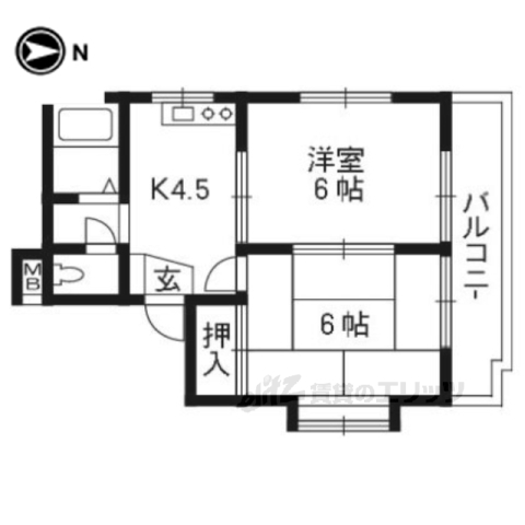 京都市左京区岩倉南河原町のマンションの間取り