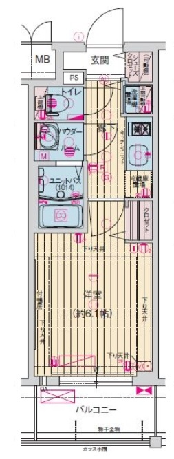 大阪市中央区瓦屋町のマンションの間取り