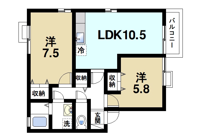 【大和郡山市南郡山町のアパートの間取り】