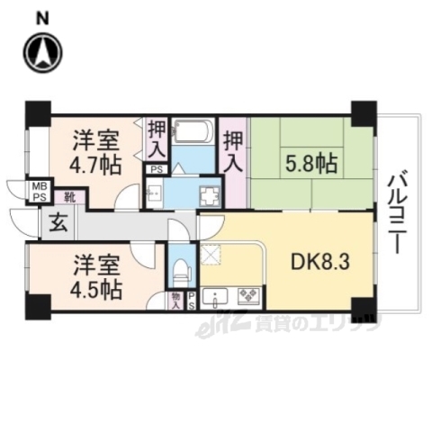 ライオンズマンション大和八木の間取り